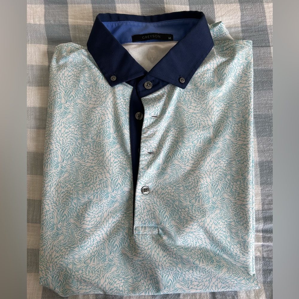 Greyson Blue and White Casual Button Down Shirt